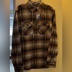 The American Outdoorsman Men's Tan Plaid Button Down Shirt